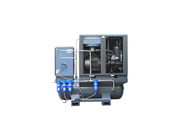 Skruekompressor 3,7kw m/tank+tørke 5,5HK, 230V, reimdrift, 270l tank
