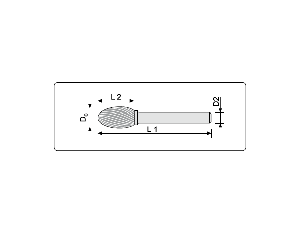 Carbide burr, ø8mm head, cut 1 Alufil Hardmetallfil 6mm stamme - L 59mm 