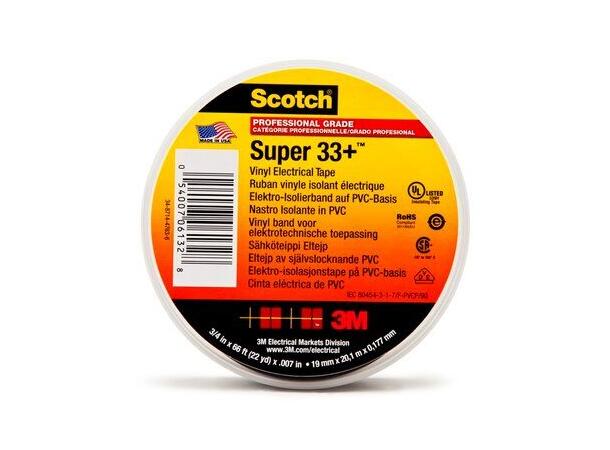 Universaltape 33+ Gummi, 19mmx20m - Sort 