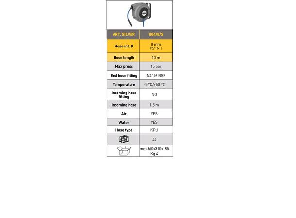 Slangetrommel, lukket, 12,5mm 11m , 15 bar 