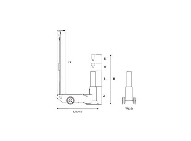 CP85031 Luft-Hydraulisk Jekk 30T 772mm of maximum height.