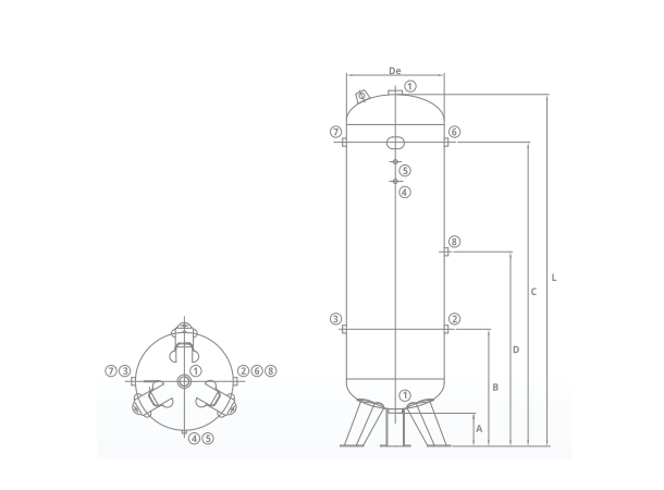 Trykktank 100L ,11 Bar,Galvan., stående Kompressor tilbehør KIT 24