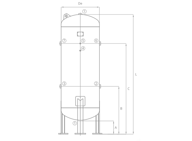 Trykktank 200L ,42 Bar, stående Kompressor tilbehør